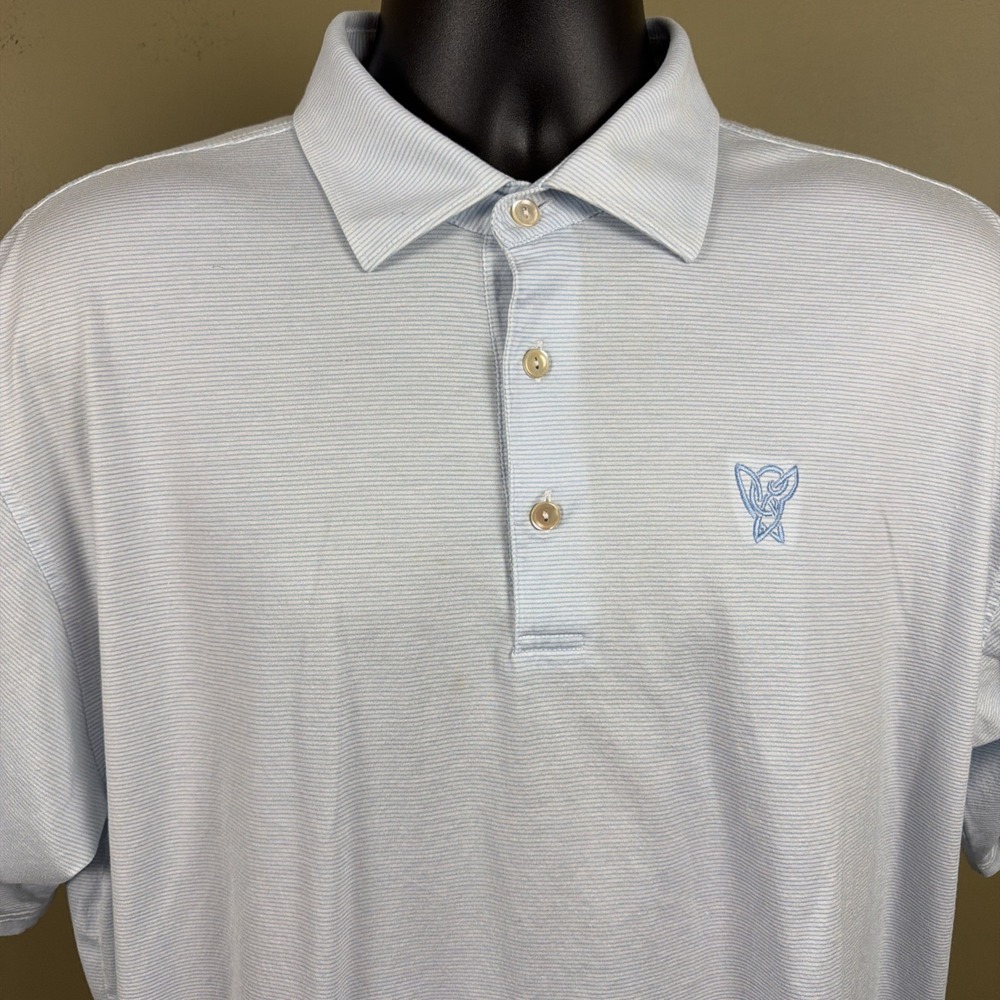 Vintage Peter Millar 100% Cotton Korea Royal County Down Blue Striped Polo Men L
